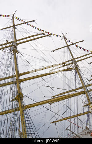 Bateau à voile, mâts, gréement, Banque D'Images