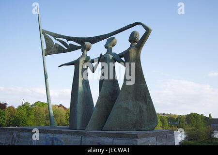 Allemagne, Mülheim dans la dysenterie, la dysenterie, Rhénanie du Nord-Westphalie, lock bridge, la sculpture 'Groupe des Trois Grâces, Banque D'Images