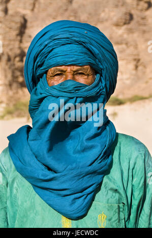 Homme touareg, portrait, Essendilène, Algérie, Afrique, Banque D'Images