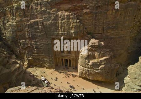 Le secrétariat du Khazne al-Firaun dans la roche, Petra, Jordanie, Banque D'Images