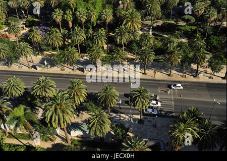 Espagne, Malaga, vue panoramique sur le Paseo del Parque, façon Banque D'Images