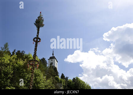 L'Autriche, chambre de sel, Traunkirchen, John's mountain band, maypole, Banque D'Images