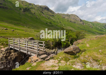 Passerelle sur la Langstrath Beck dans Cumbria Banque D'Images