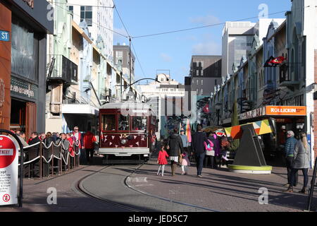 Une vue générale d'un tramway à Christchurch, Nouvelle-Zélande Banque D'Images