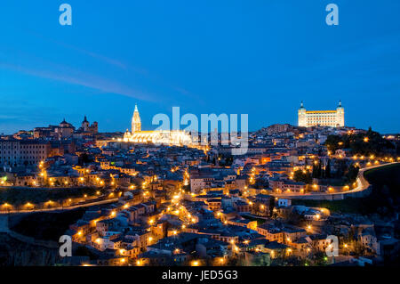 Sommaire la nuit. Tolède, Castille La Manche, Espagne. Banque D'Images