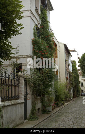 France, Paris, Montmartre, Villa Santos-Dumont, façades, plantes grimpantes, Banque D'Images