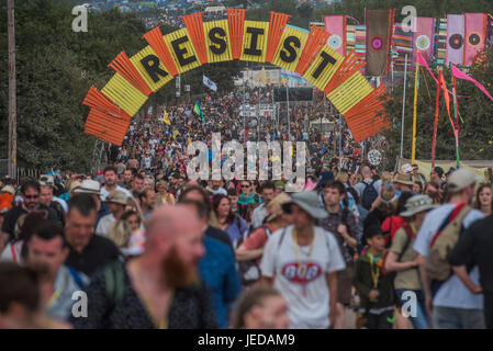 Glastonbury, Somerset, Royaume-Uni. 23 Juin, 2017. Le festival de Glastonbury en 2017, digne ferme. Glastonbury, 23 juin 2017 Crédit : Guy Bell/Alamy Live News Banque D'Images