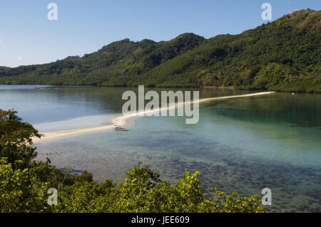 Les Philippines, l'île de Palawan, boot sur la plage, Banque D'Images