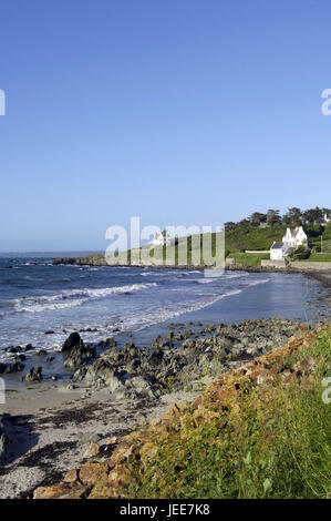 Mer, plage, Pointe-de-Locquirec, Bretagne, France, Banque D'Images