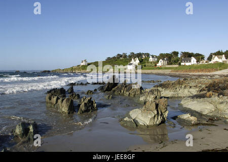 Mer, plage, Pointe-de-Locquirec, Bretagne, France, Banque D'Images