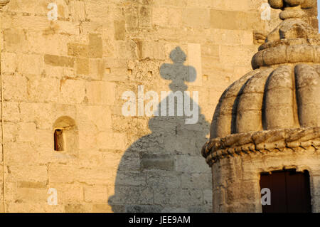 Lumière du soir, détail, Torre de Belem, Lisbonne, Portugal, Banque D'Images