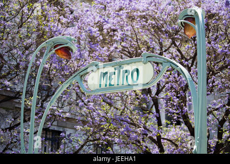 Paris Metro Style signe à Bellas Artes, Mexico, Mexique Banque D'Images