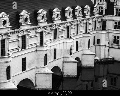 Les portes et fenêtres de bâtiment Chateau de Chenonceau, Loire Valley, en français Banque D'Images