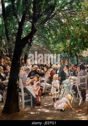 Jardin de la bière de Munich (Münchner Biergarten) par Max Liebermann (1847-1935), 1884 Banque D'Images