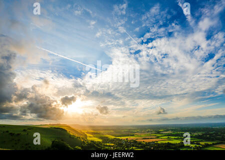 Devil's Dyke est un 100m de profondeur de la vallée en forme de V sur la South Downs Way dans le sud de l'Angleterre, près de Brighton et Hove. Parfait pour la randonnée et parapente Banque D'Images