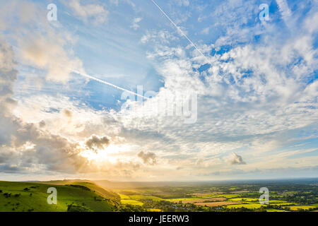 Devil's Dyke est un 100m de profondeur de la vallée en forme de V sur la South Downs Way dans le sud de l'Angleterre, près de Brighton et Hove. Parfait pour la randonnée et parapente Banque D'Images