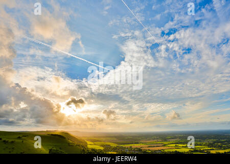 Devil's Dyke est un 100m de profondeur de la vallée en forme de V sur la South Downs Way dans le sud de l'Angleterre, près de Brighton et Hove. Parfait pour la randonnée et parapente Banque D'Images