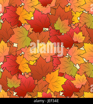 Illustration Automne Seamless Texture de feuilles d'Érable, l'arrière-plan lumineux - Banque D'Images