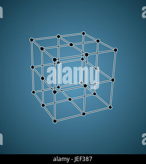 Maille de fer élément polygonal. Cube avec lignes et points connectés. Illustration . Banque D'Images