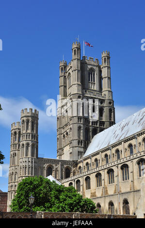 Tour ouest, Cathédrale d'Ely, Cambridgeshire, Angleterre, RU Banque D'Images