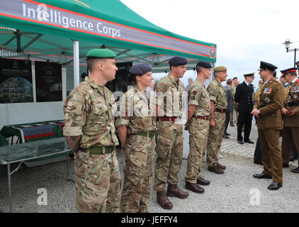 Le comte de Wessex parle aux membres des forces armées au cours de la neuvième Journée des Forces armées à Liverpool. Banque D'Images