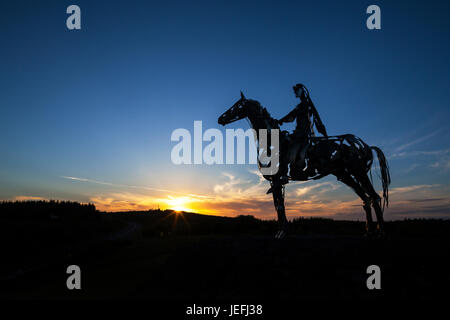 Le gaélique 'Chieftain' sculpture par Maurice Harron, près de Boyle, comté de Roscommon, Irlande Banque D'Images