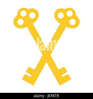 Vector illustration golden, vintage silhouettes clefs croisées isolé sur fond blanc Illustration de Vecteur