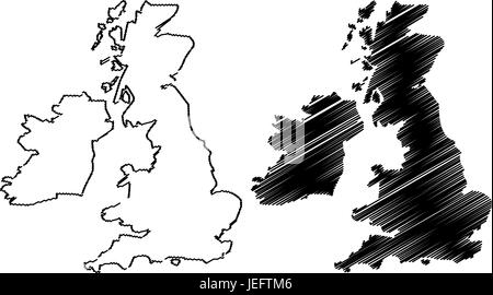 Carte des îles Britanniques, d'illustration vectorielle scribble sketch Îles Britanniques Illustration de Vecteur