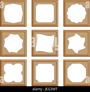 Style moderne de cadres en bois pour photo, image, galerie, collection photo, 3d vector set Illustration de Vecteur