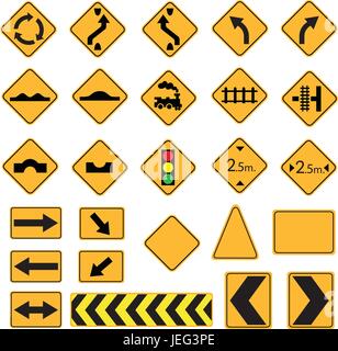 La signalisation routière, les panneaux de circulation, vector set, avertissement Illustration de Vecteur