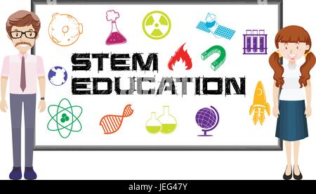 Les enseignants et l'éducation de la tige à bord d'illustration Illustration de Vecteur