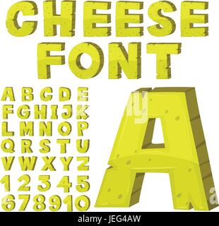 Font design pour l'anglais alphabets dans illustration jaune Illustration de Vecteur