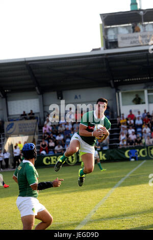 Bucarest, Roumanie. 24 Juin, 2017. Test Rugby match entre la Roumanie et le Brésil, remportée par la Roumanie avec 56 à 5. Crédit : Gabriel Petrescu/Alamy Live News Banque D'Images