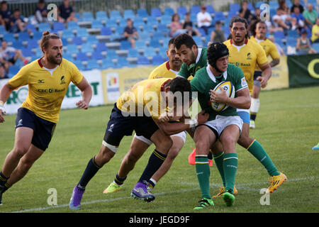 Bucarest, Roumanie. 24 Juin, 2017. Test Rugby match entre la Roumanie et le Brésil, remportée par la Roumanie avec 56 à 5. Crédit : Gabriel Petrescu/Alamy Live News Banque D'Images