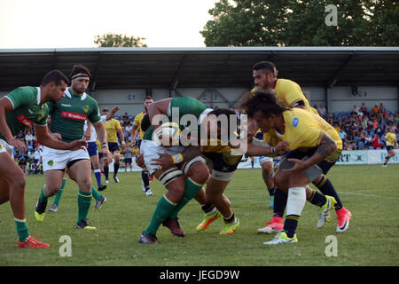 Bucarest, Roumanie. 24 Juin, 2017. Test Rugby match entre la Roumanie et le Brésil, remportée par la Roumanie avec 56 à 5. Crédit : Gabriel Petrescu/Alamy Live News Banque D'Images