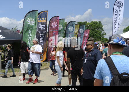 Flint, Michigan, USA. 24 Juin, 2017. Midwest 2017 Cannabis Cup participants profitant du temps magnifique, tout en vérifiant les centaines de fournisseurs. Crédit, Jeffrey Wickett/Alamy Live News. Banque D'Images