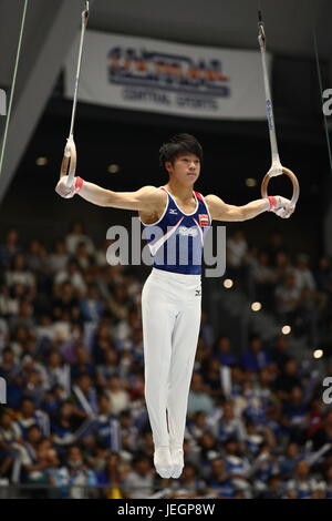 Takasaki Arena, de Gunma, au Japon. 25 Juin, 2017. Shogo Nonomura, 25 juin, 2017 - La gymnastique artistique : la 71th Japon Tous les appareils de gymnastique artistique championnat, bagues hommes finale à Takasaki Arena, Gunma, au Japon. Credit : Sho Tamura/AFLO SPORT/Alamy Live News Banque D'Images