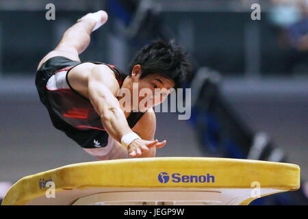 Takasaki Arena, de Gunma, au Japon. 25 Juin, 2017. Keisuke Asato, 25 juin, 2017 - La gymnastique artistique : la 71th Japon Tous les appareils de gymnastique artistique championnat, Men's Vault finale à Takasaki Arena, Gunma, au Japon. Credit : Sho Tamura/AFLO SPORT/Alamy Live News Banque D'Images