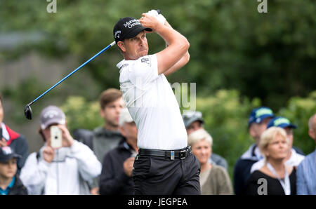 Moosinning, Allemagne. 25 Juin, 2017. Golfeur suédois Henrik Stenson en action à la 4e édition du Tournoi International de l'événement Tour de l'Europe ouvertes à Moosinning, Allemagne, 25 juin 2017. Photo : Sven Hoppe/dpa/Alamy Live News Banque D'Images