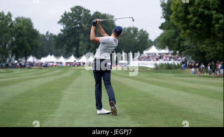 Moosinning, Allemagne. 25 Juin, 2017. Golfeur professionnel belge Thomas Detry en action à la 4e édition du Tournoi International de l'événement Tour de l'Europe ouvertes à Moosinning, Allemagne, 25 juin 2017. Photo : Sven Hoppe/dpa/Alamy Live News Banque D'Images