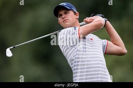 Moosinning, Allemagne. 25 Juin, 2017. Golfeur professionnel belge Thomas Detry en action à la 4e édition du Tournoi International de l'événement Tour de l'Europe ouvertes à Moosinning, Allemagne, 25 juin 2017. Photo : Sven Hoppe/dpa/Alamy Live News Banque D'Images