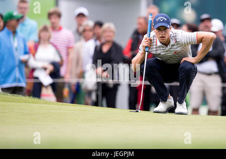 Moosinning, Allemagne. 25 Juin, 2017. Golfeur professionnel belge Thomas Detry en action à la 4e édition du Tournoi International de l'événement Tour de l'Europe ouvertes à Moosinning, Allemagne, 25 juin 2017. Photo : Sven Hoppe/dpa/Alamy Live News Banque D'Images