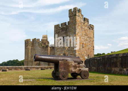 Château d'Alnwick en Northumbrie, le nord de l'Angleterre. Le château a été utilisé comme un paramètre dans de nombreux films, dont les films de Harry Potter. Banque D'Images