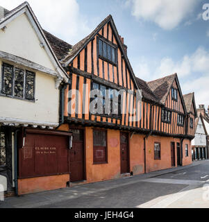 Half-Timbered Tudor, les bâtiments sur la rue silencieuse Suffolk Ipswich UK Banque D'Images