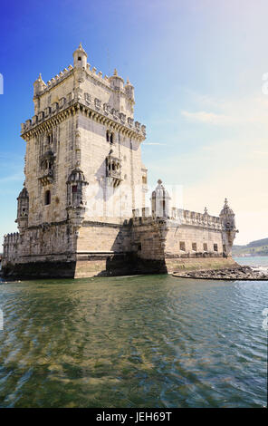 Vue depuis la tour de Belén. Célèbre monument de Lisbonne, Portugal. Banque D'Images