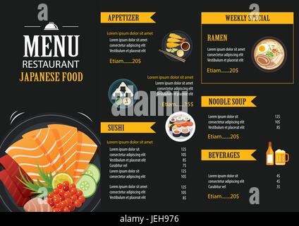 La nourriture japonaise restaurant menu modèle de conception de brochure Illustration de Vecteur