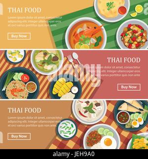 Thai Food bandeau web.Thai street food coupon. Illustration de Vecteur