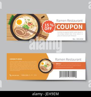 La nourriture japonaise coupon réduction template modèle plat Illustration de Vecteur