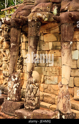 Close up of elephant stones dans Ankor Wat Banque D'Images