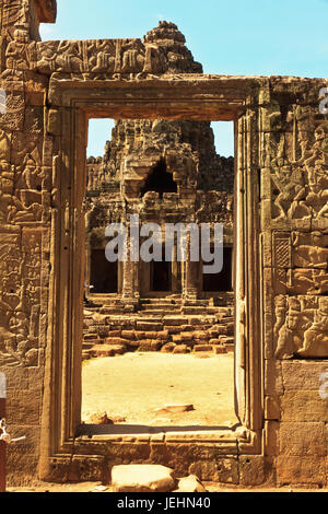 Dans un couloir de temple Ankor Wat Banque D'Images